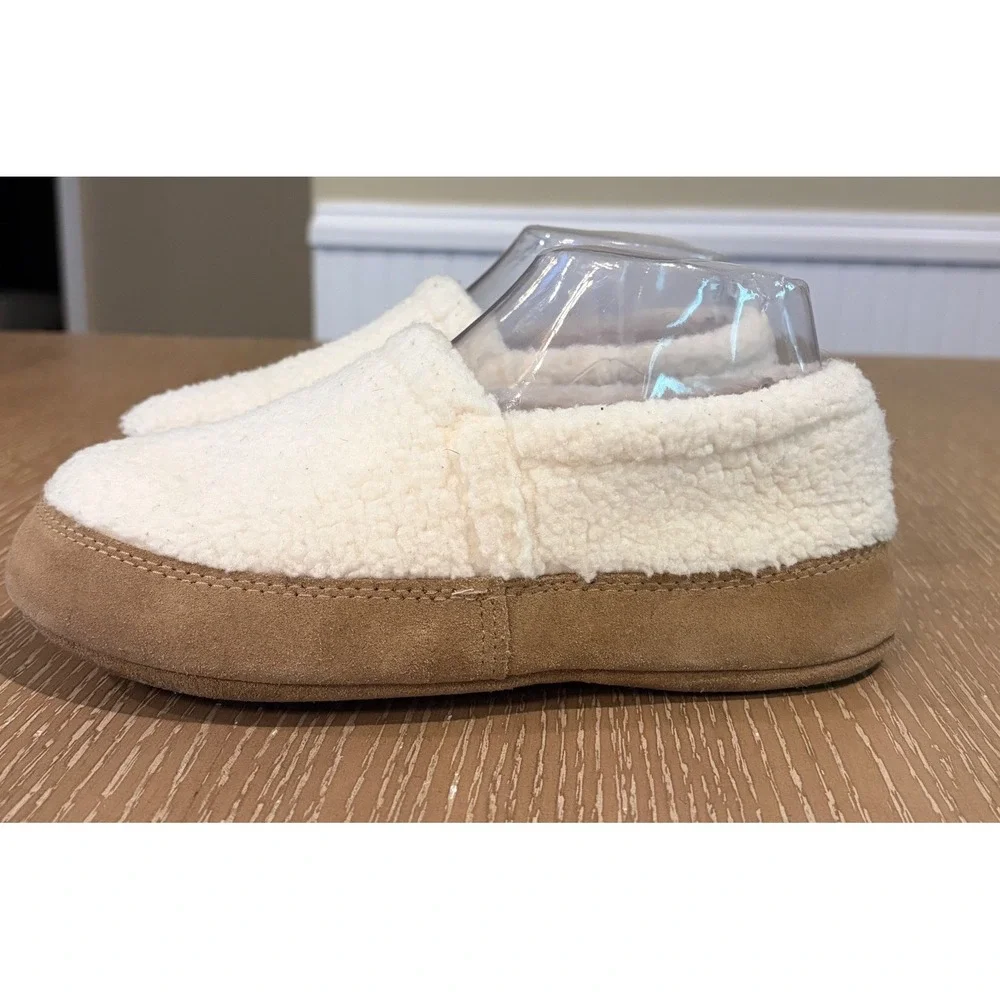 L.L.Bean Kids Sherpa Fleece Slippers Size 3-4 Cream Cozy House Shoes Unisex